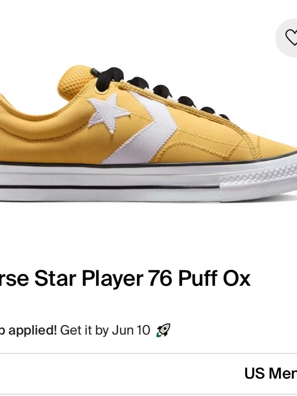 Converse Star Player Puff Ox - Yellow, White & Black